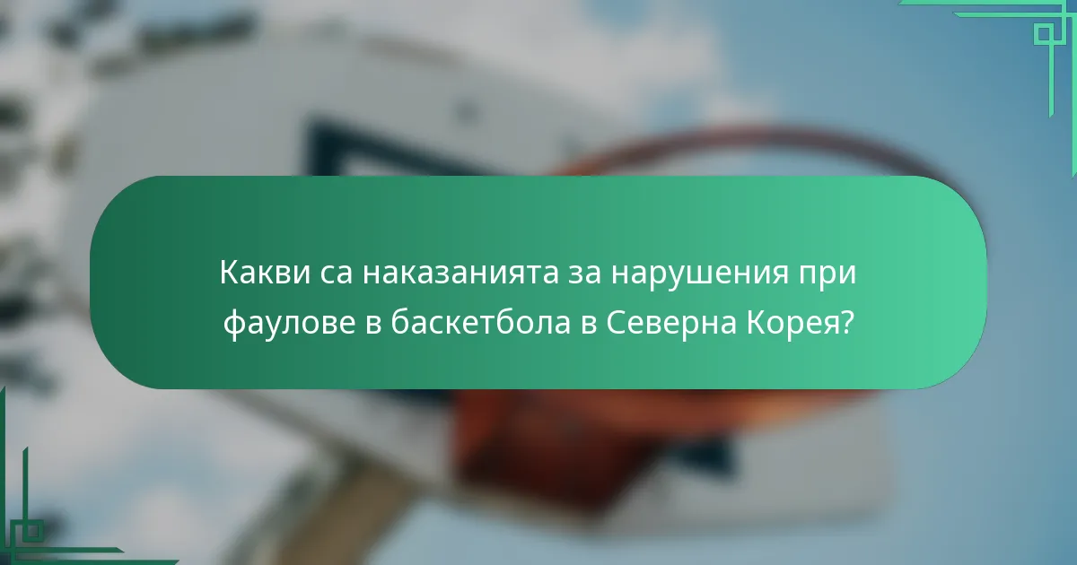 Какви са наказанията за нарушения при фаулове в баскетбола в Северна Корея?