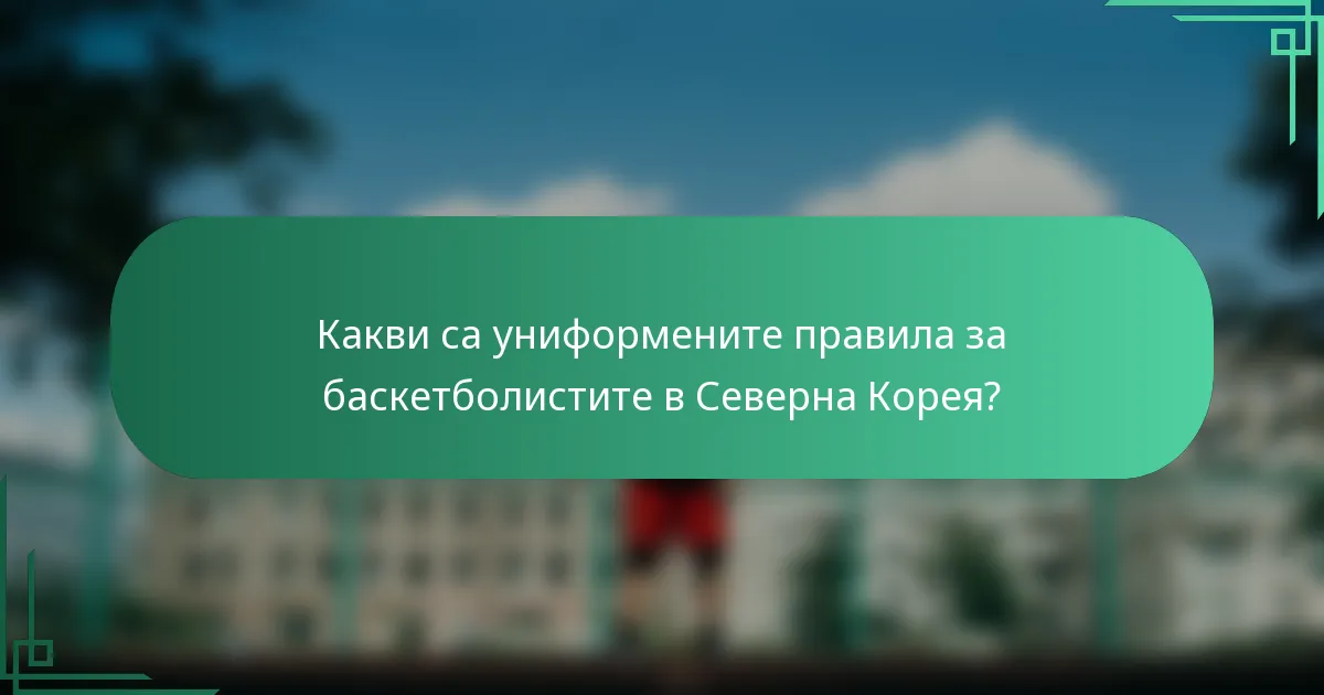 Какви са униформените правила за баскетболистите в Северна Корея?